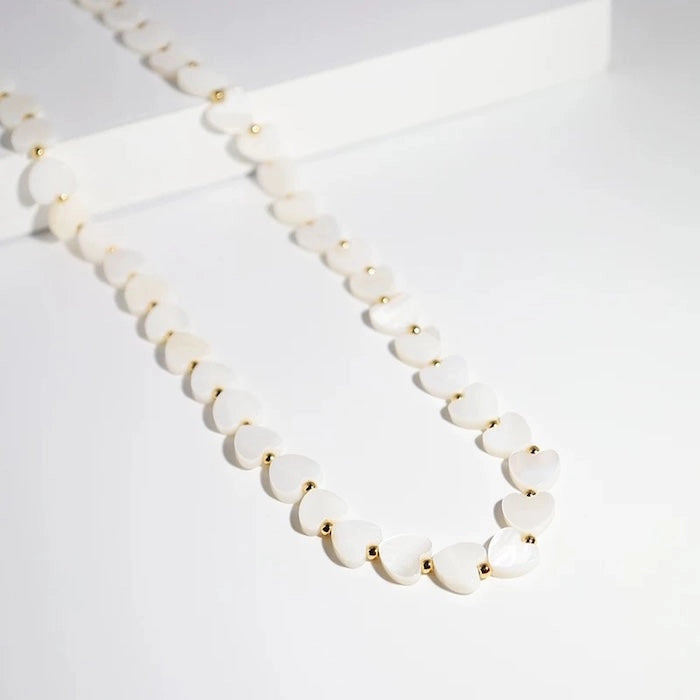 Mother-Of-Pearl Heart Charm Necklace