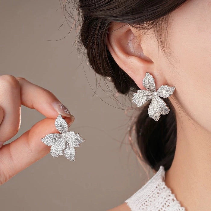 Dazzling Lily Flower Statement Earrings