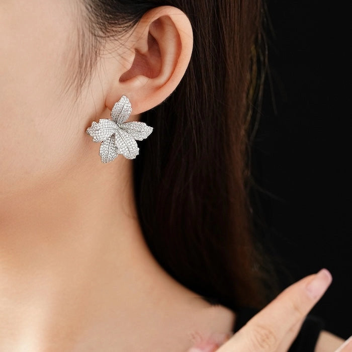 Dazzling Lily Flower Statement Earrings