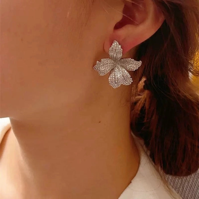 Dazzling Lily Flower Statement Earrings