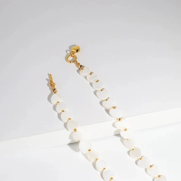 Mother-Of-Pearl Heart Charm Necklace