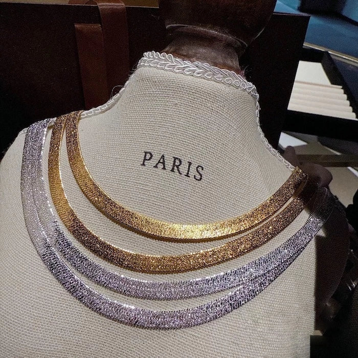 Ultra Shiny Layered Herringbone Chain Necklace