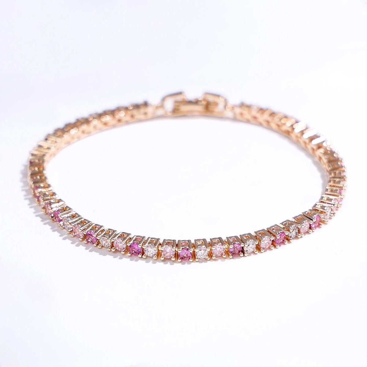 Dazzling Pink Ombré Tennis Bracelet