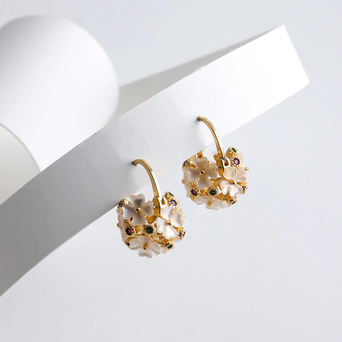 Romantic Flower Basket Hoop Earrings