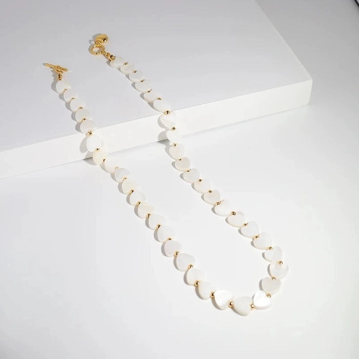 Mother-Of-Pearl Heart Charm Necklace